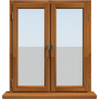 Двухстворчатое деревянное окно из лиственницы Модель 085 Клен